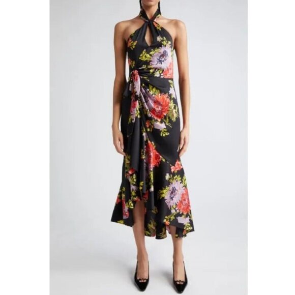 CINQ À SEPT 'Josie' Floral-Print High-Low Maxi-Dress, Black Multi - Picture 1 of 4